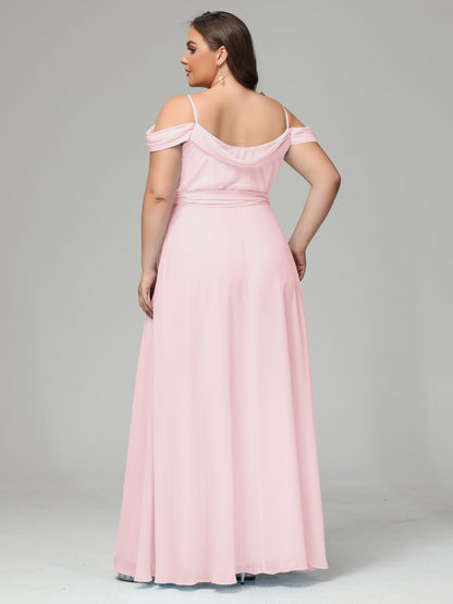 Off The Shoulder Plus Size Chiffon Long Bridesmaid Dresses