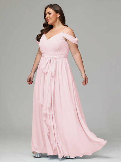 Off The Shoulder Plus Size Chiffon Long Bridesmaid Dresses