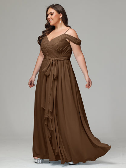 Off The Shoulder Plus Size Chiffon Long Bridesmaid Dresses