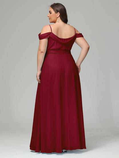 Off The Shoulder Plus Size Chiffon Long Bridesmaid Dresses