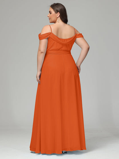 Off The Shoulder Plus Size Chiffon Long Bridesmaid Dresses