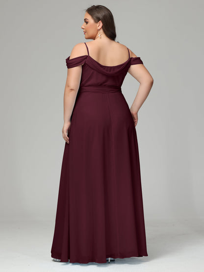 Off The Shoulder Plus Size Chiffon Long Bridesmaid Dresses
