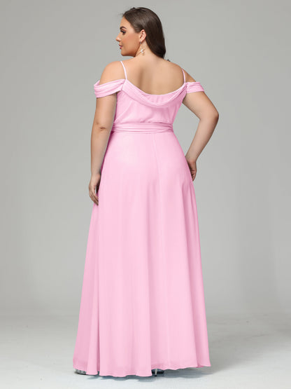 Off The Shoulder Plus Size Chiffon Long Bridesmaid Dresses
