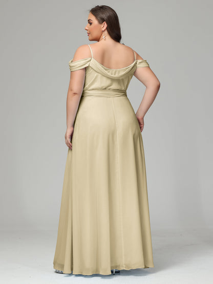 Off The Shoulder Plus Size Chiffon Long Bridesmaid Dresses