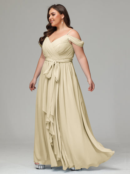 Off The Shoulder Plus Size Chiffon Long Bridesmaid Dresses