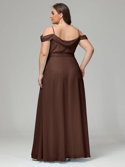 Off The Shoulder Plus Size Chiffon Long Bridesmaid Dresses