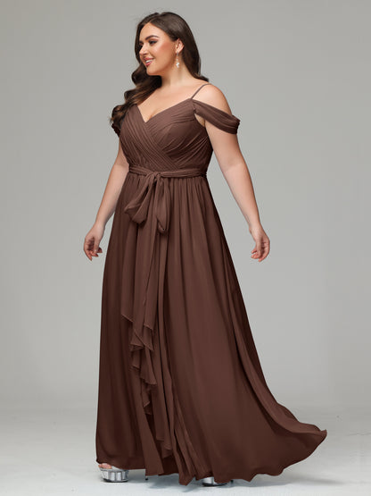 Off The Shoulder Plus Size Chiffon Long Bridesmaid Dresses