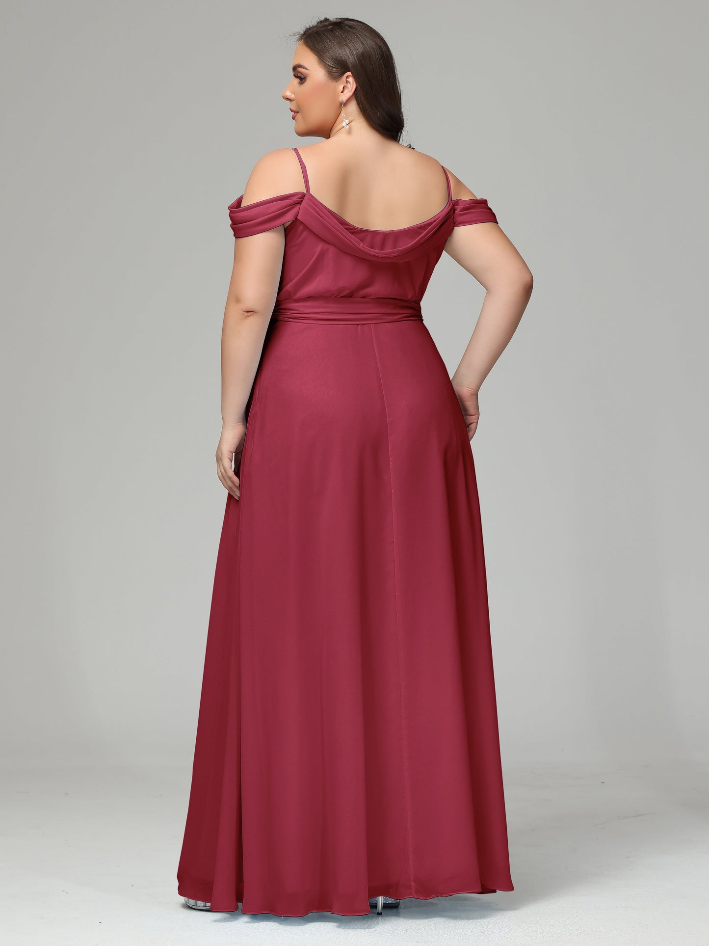 Off The Shoulder Plus Size Chiffon Long Bridesmaid Dresses
