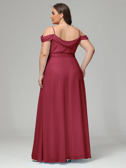Off The Shoulder Plus Size Chiffon Long Bridesmaid Dresses