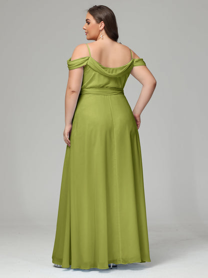Off The Shoulder Plus Size Chiffon Long Bridesmaid Dresses