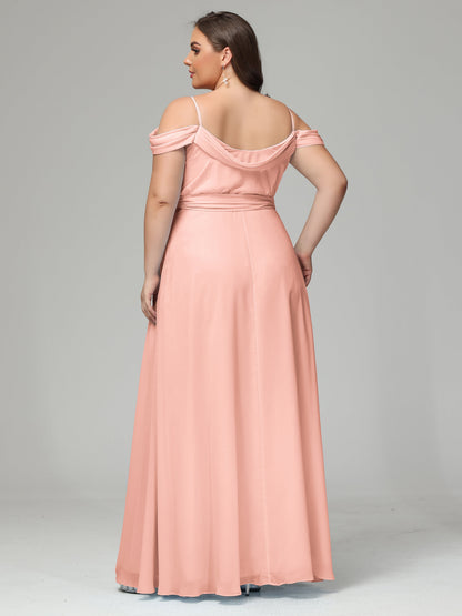 Off The Shoulder Plus Size Chiffon Long Bridesmaid Dresses