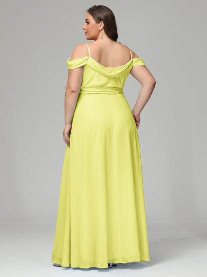 Off The Shoulder Plus Size Chiffon Long Bridesmaid Dresses