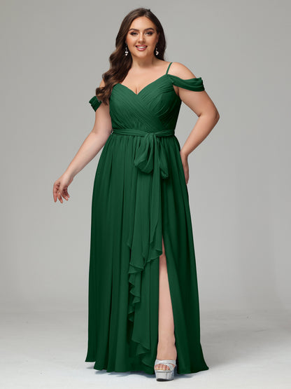 Off The Shoulder Plus Size Chiffon Long Bridesmaid Dresses
