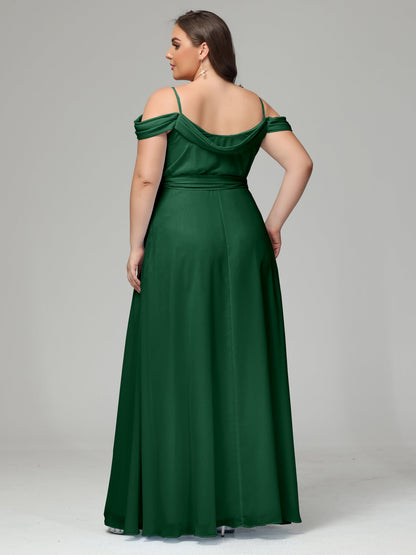 Off The Shoulder Plus Size Chiffon Long Bridesmaid Dresses