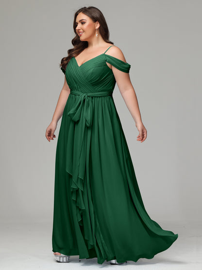 Off The Shoulder Plus Size Chiffon Long Bridesmaid Dresses