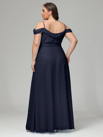 Off The Shoulder Plus Size Chiffon Long Bridesmaid Dresses