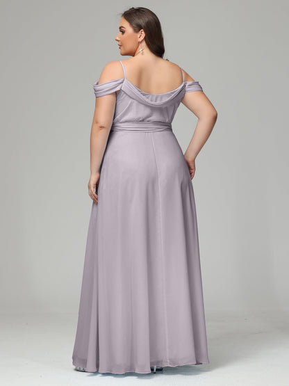 Off The Shoulder Plus Size Chiffon Long Bridesmaid Dresses