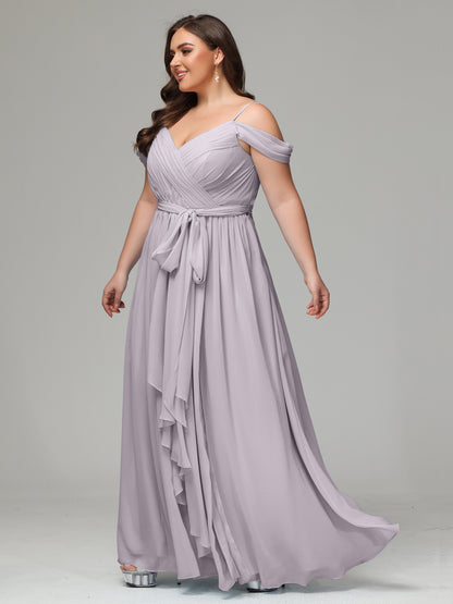 Off The Shoulder Plus Size Chiffon Long Bridesmaid Dresses