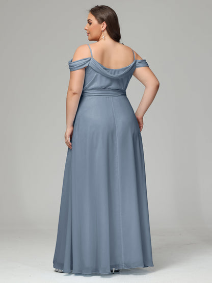 Off The Shoulder Plus Size Chiffon Long Bridesmaid Dresses