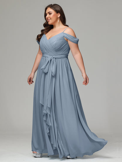 Off The Shoulder Plus Size Chiffon Long Bridesmaid Dresses