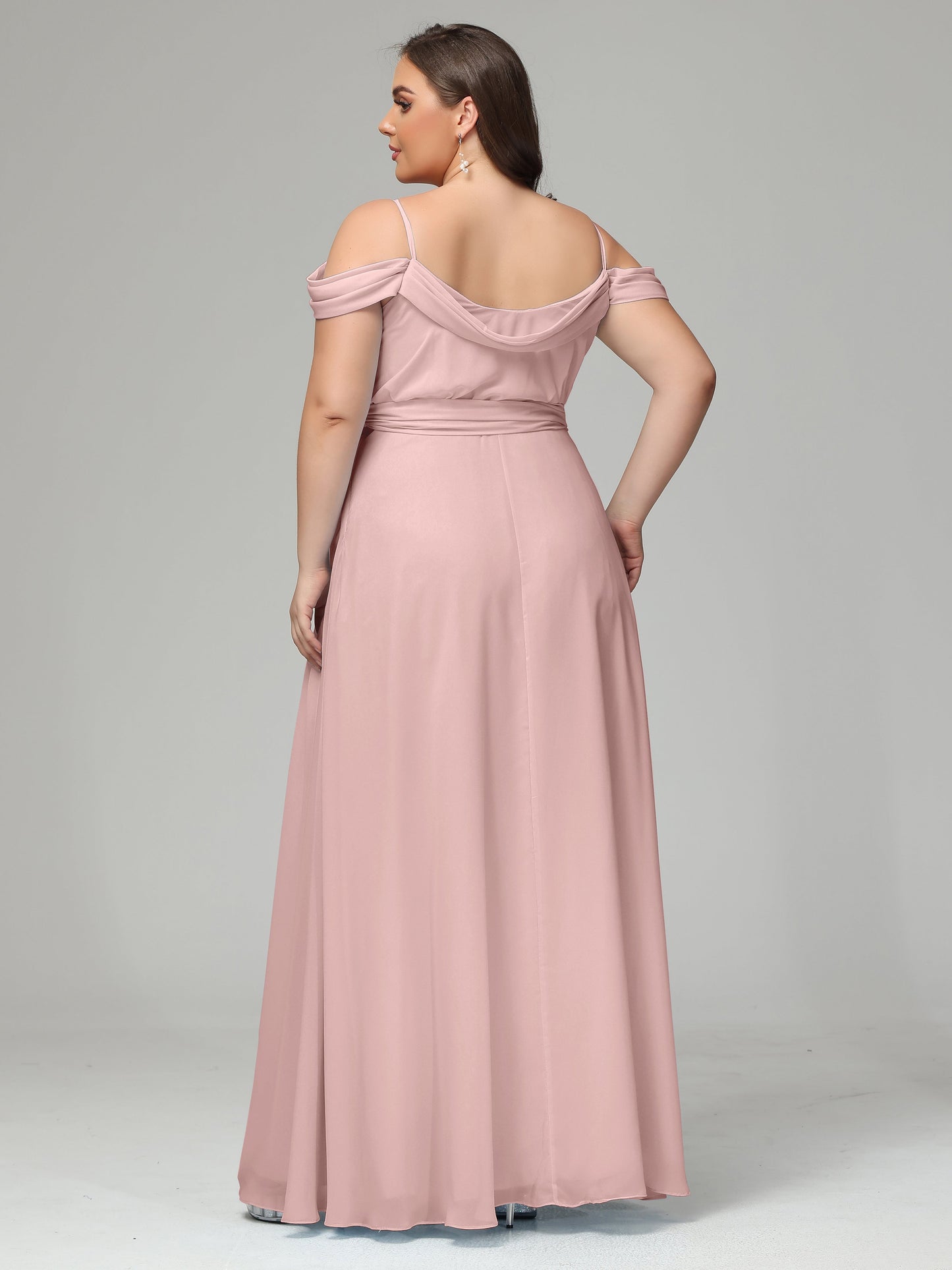 Off The Shoulder Plus Size Chiffon Long Bridesmaid Dresses