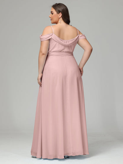 Off The Shoulder Plus Size Chiffon Long Bridesmaid Dresses