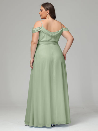 Off The Shoulder Plus Size Chiffon Long Bridesmaid Dresses