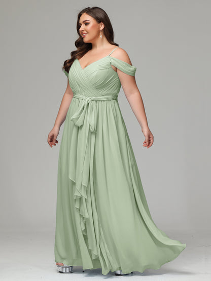 Off The Shoulder Plus Size Chiffon Long Bridesmaid Dresses