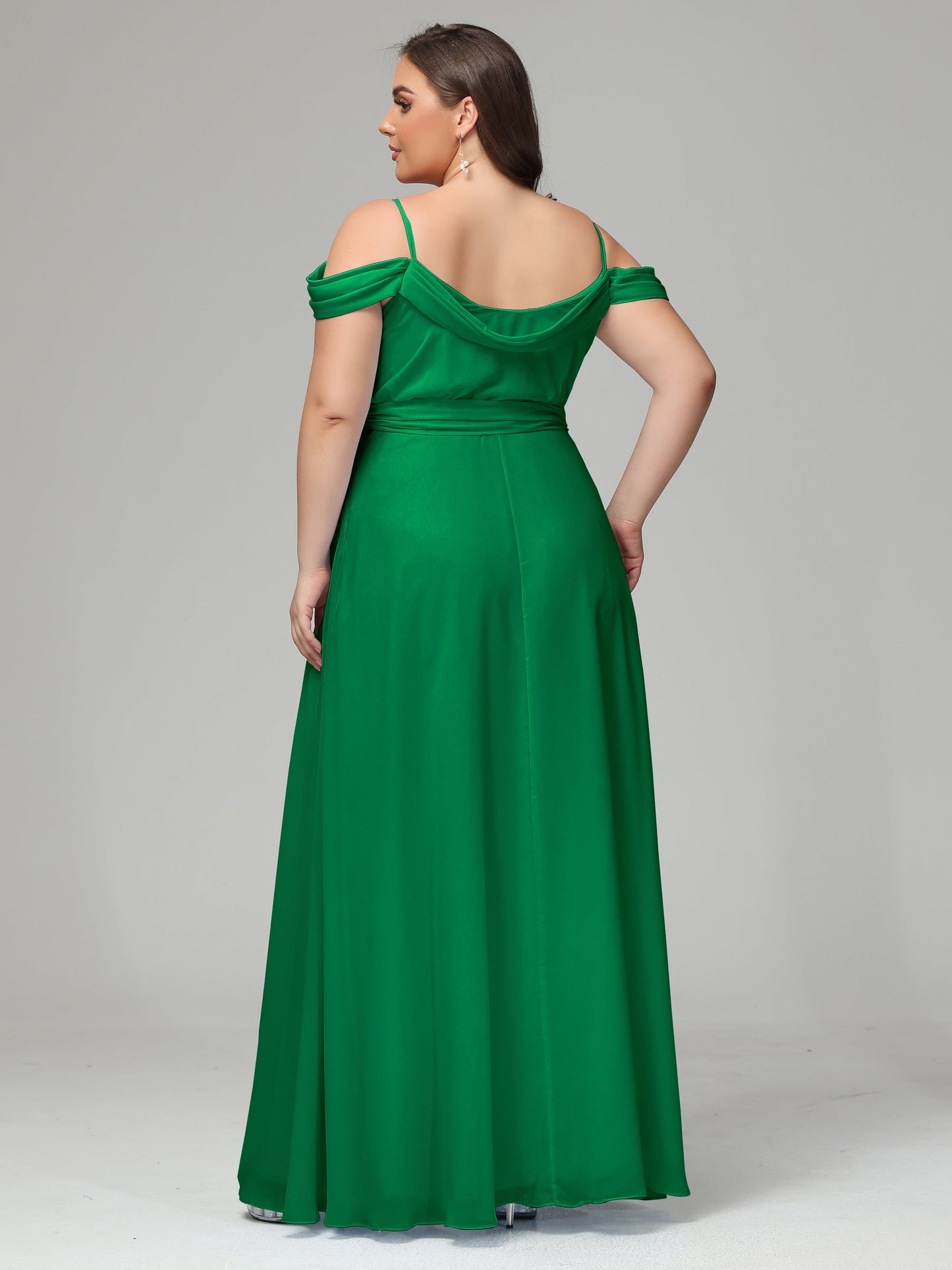 Off The Shoulder Plus Size Chiffon Long Bridesmaid Dresses