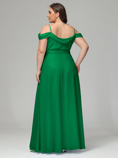 Off The Shoulder Plus Size Chiffon Long Bridesmaid Dresses