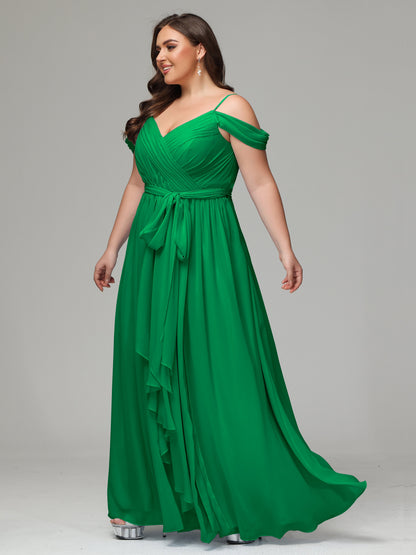 Off The Shoulder Plus Size Chiffon Long Bridesmaid Dresses
