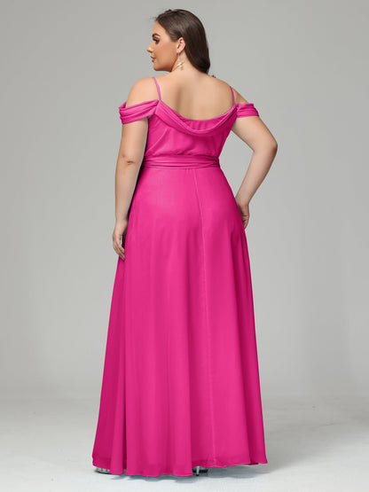 Off The Shoulder Plus Size Chiffon Long Bridesmaid Dresses
