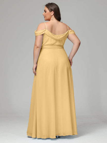Off The Shoulder Plus Size Chiffon Long Bridesmaid Dresses