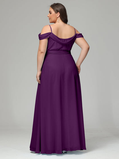 Off The Shoulder Plus Size Chiffon Long Bridesmaid Dresses