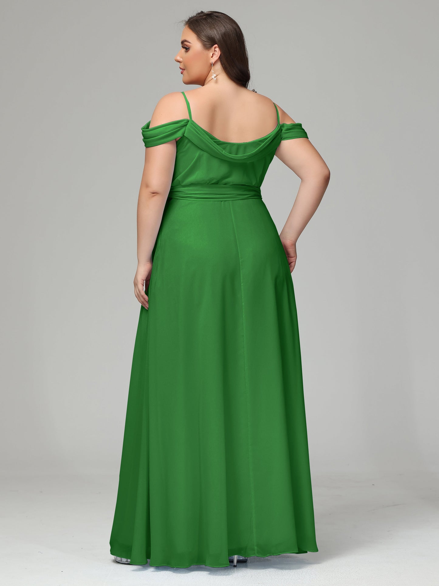 Off The Shoulder Plus Size Chiffon Long Bridesmaid Dresses