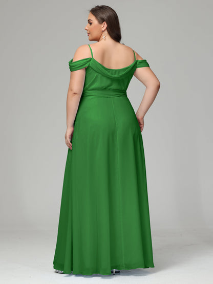 Off The Shoulder Plus Size Chiffon Long Bridesmaid Dresses