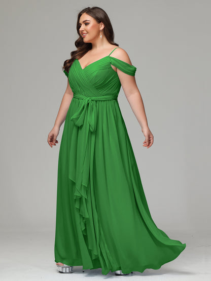 Off The Shoulder Plus Size Chiffon Long Bridesmaid Dresses