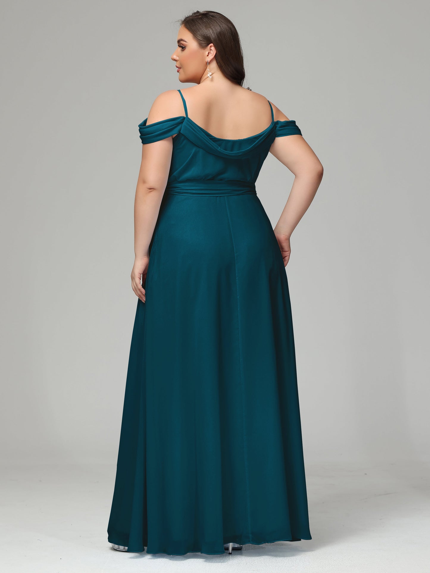 Off The Shoulder Plus Size Chiffon Long Bridesmaid Dresses