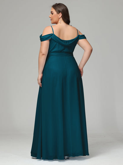 Off The Shoulder Plus Size Chiffon Long Bridesmaid Dresses