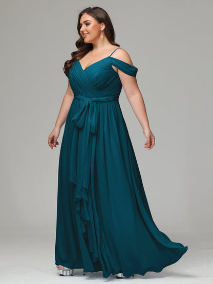 Off The Shoulder Plus Size Chiffon Long Bridesmaid Dresses