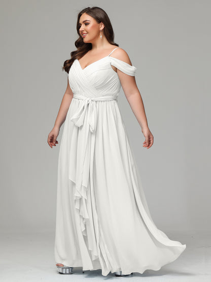 Off The Shoulder Plus Size Chiffon Long Bridesmaid Dresses