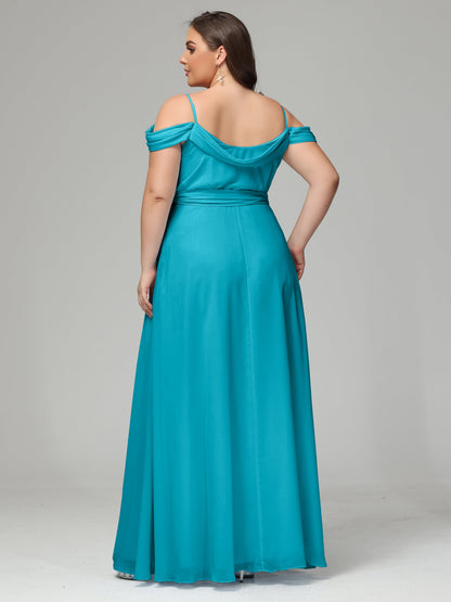 Off The Shoulder Plus Size Chiffon Long Bridesmaid Dresses