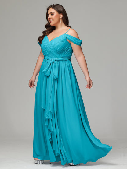 Off The Shoulder Plus Size Chiffon Long Bridesmaid Dresses