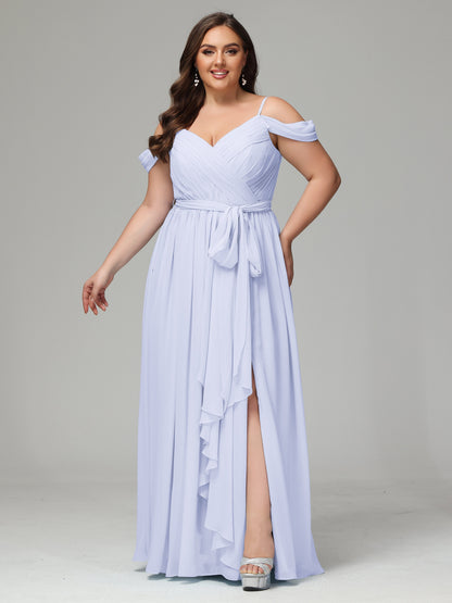 Off The Shoulder Plus Size Chiffon Long Bridesmaid Dresses