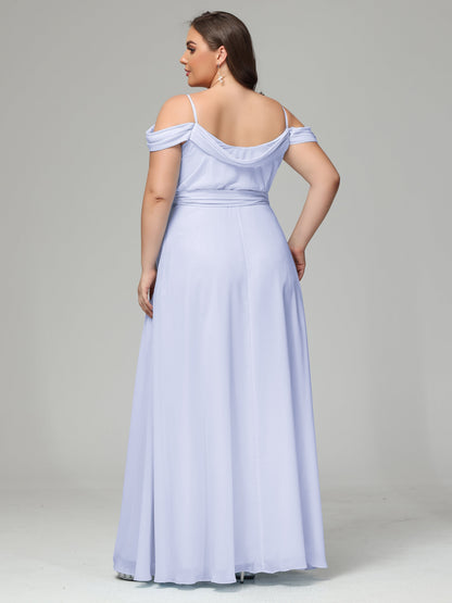 Off The Shoulder Plus Size Chiffon Long Bridesmaid Dresses