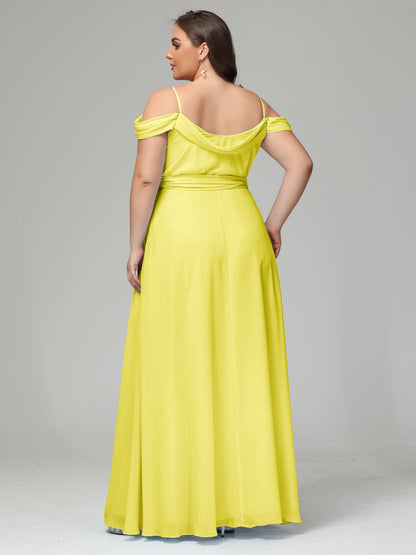 Off The Shoulder Plus Size Chiffon Long Bridesmaid Dresses