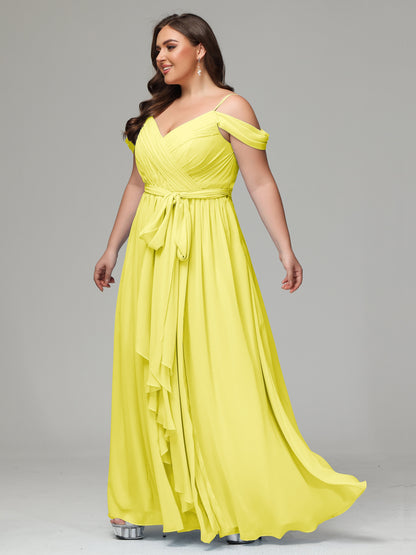 Off The Shoulder Plus Size Chiffon Long Bridesmaid Dresses