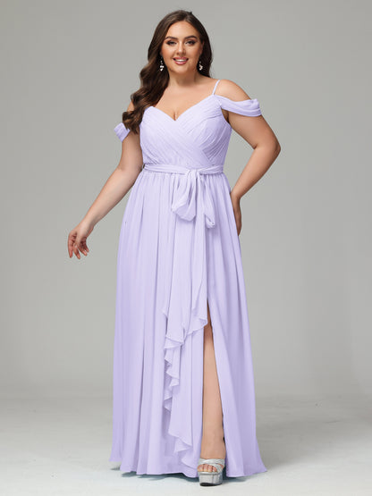 Off The Shoulder Plus Size Chiffon Long Bridesmaid Dresses