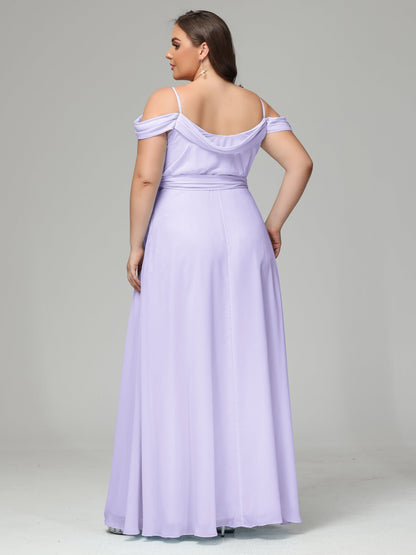 Off The Shoulder Plus Size Chiffon Long Bridesmaid Dresses