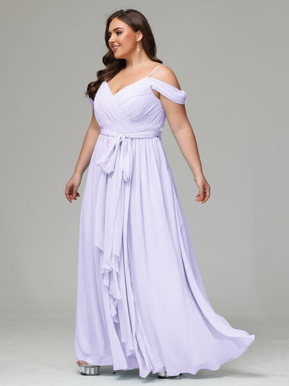 Off The Shoulder Plus Size Chiffon Long Bridesmaid Dresses